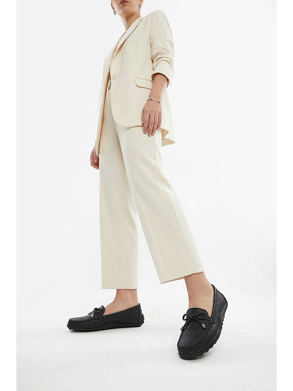 Siyah Kadın MAT SİYAH Fiyonklu Hakiki Deri Comfort Babet-2