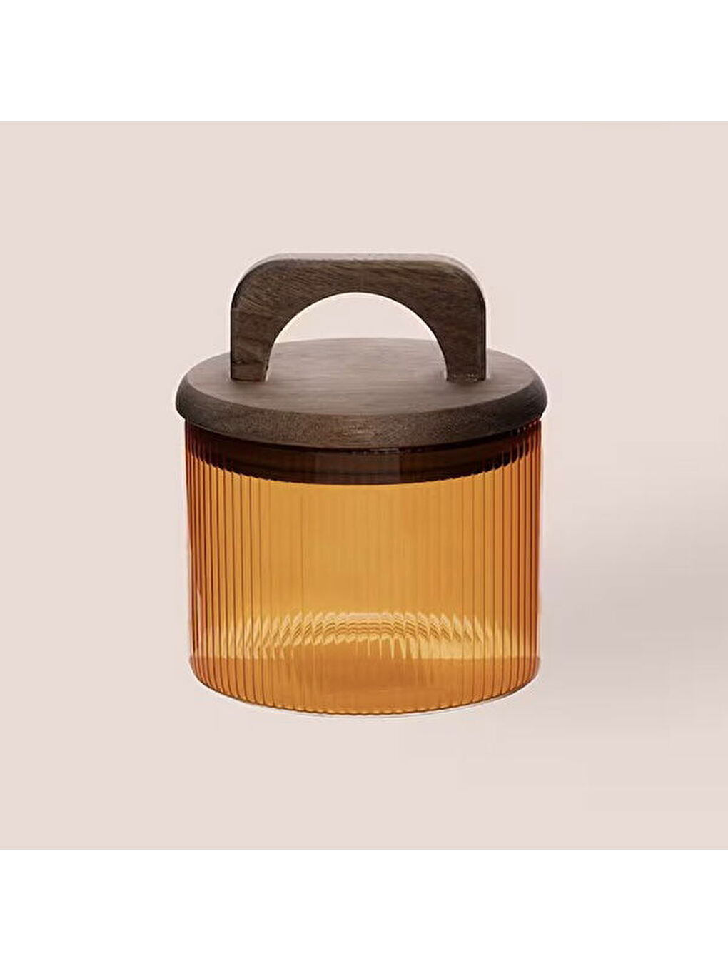 Sarı Akasya Kulplu Cam Kavanoz - Amber - 350 ml