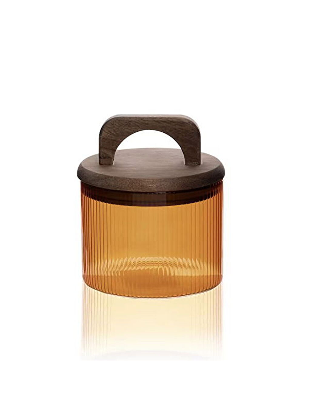 Sarı Akasya Kulplu Cam Kavanoz - Amber - 350 ml-2