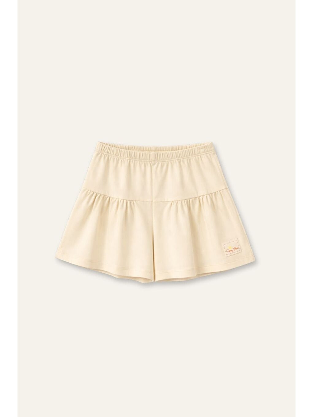 Ekru Kız Çocuk Fırfırlı Örme Şort - Krem-1