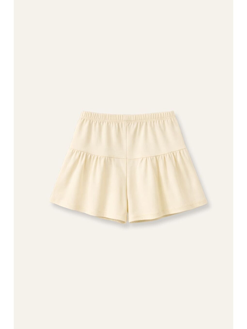 Ekru Kız Çocuk Fırfırlı Örme Şort - Krem-2