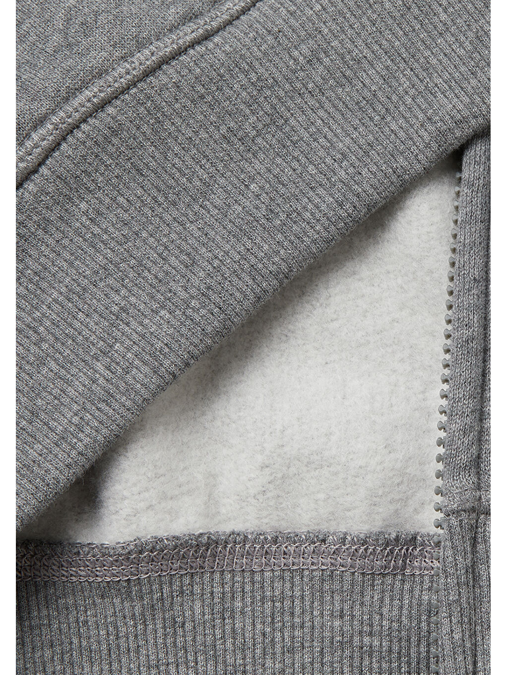 Gri Erkek Çocuk Antrasit Melanj Önü Logo Baskılı Cepli Fermuarlı Sweatshirt-2