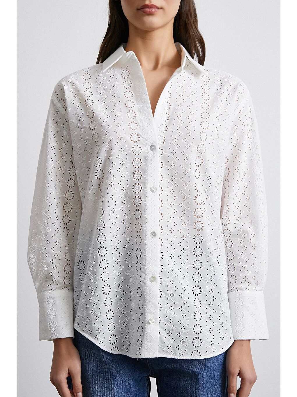 Fisto Nakışlı Premium Kalite Gömlek Ekru-4