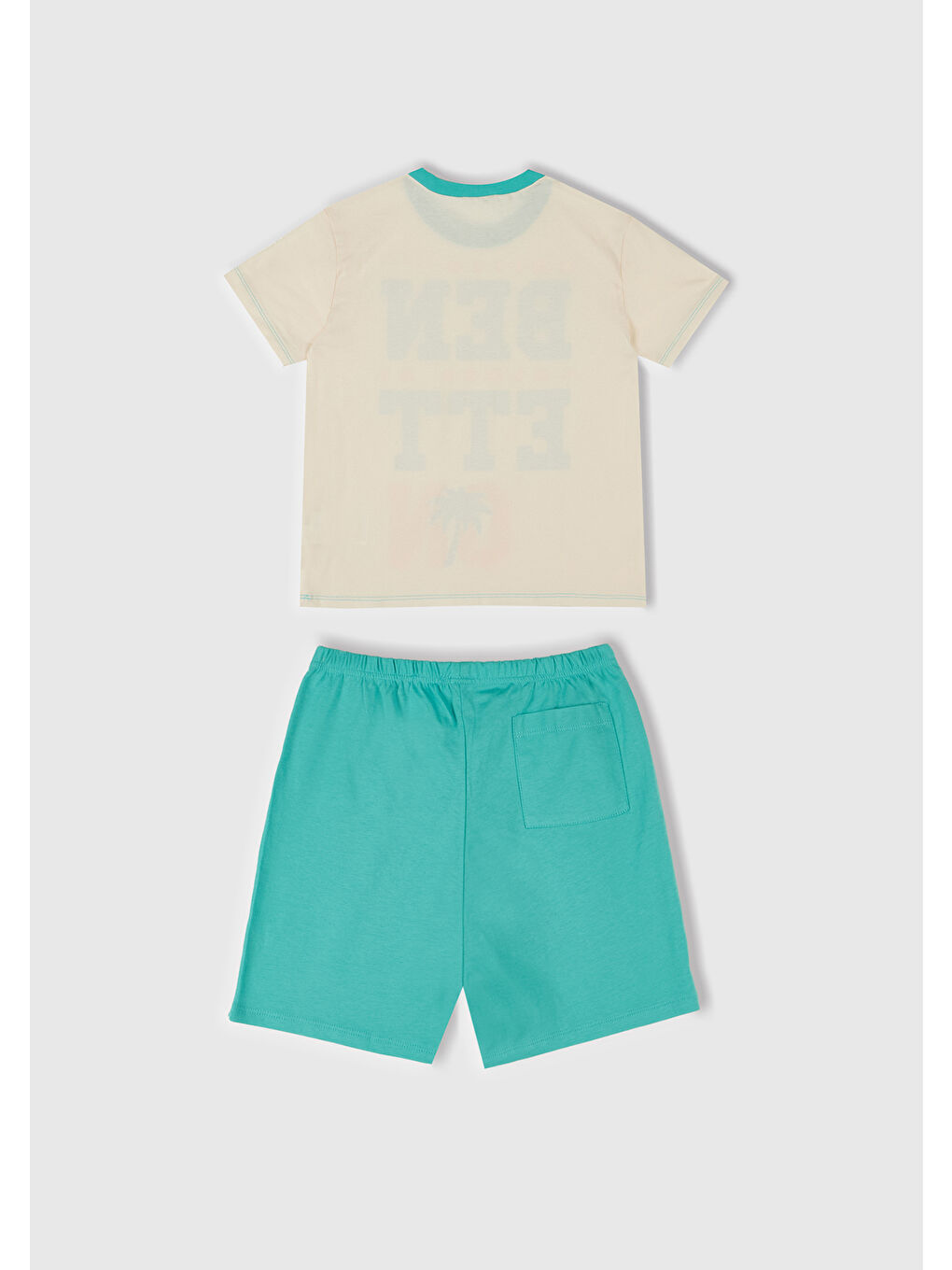 Erkek Çocuk Turkuaz Yazı Baskılı T-Shirt ve Şort Pijama Takım-7