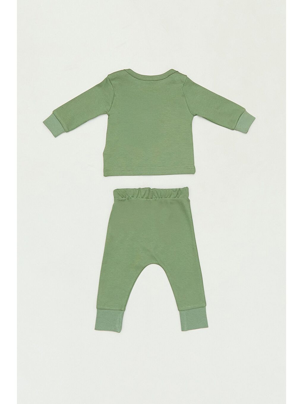 Haki Ayıcık Nakışlı Yelekli 3 Lü Erkek Çocuk Takım-2