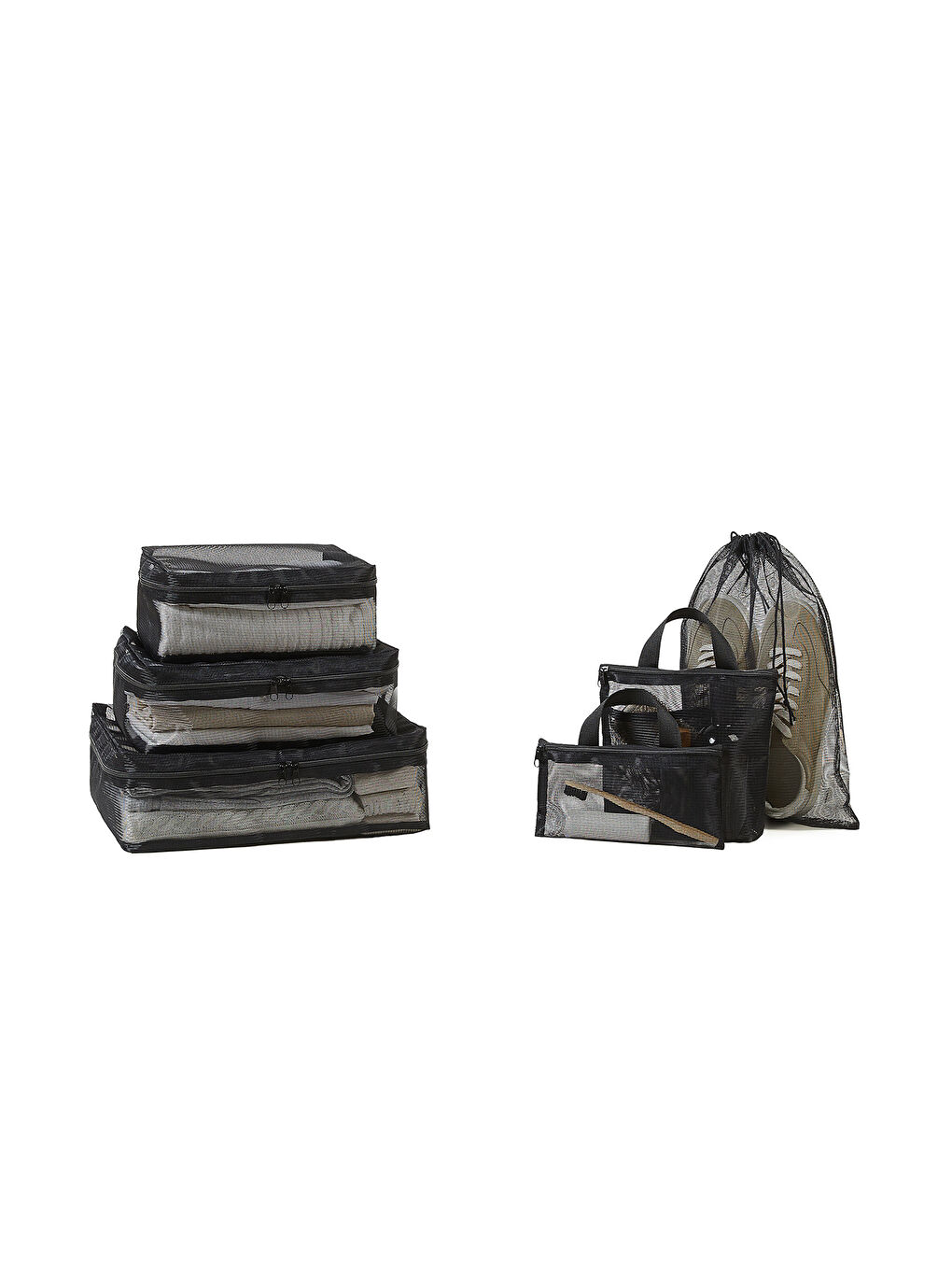 6'lı Siyah Renk File Bavul İçi Düzenleyici Set-7