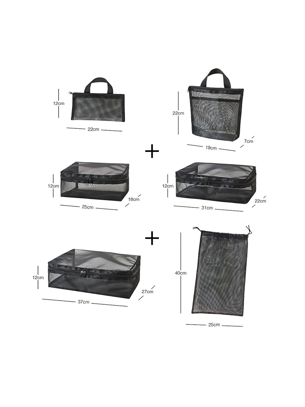 6'lı Siyah Renk File Bavul İçi Düzenleyici Set-8