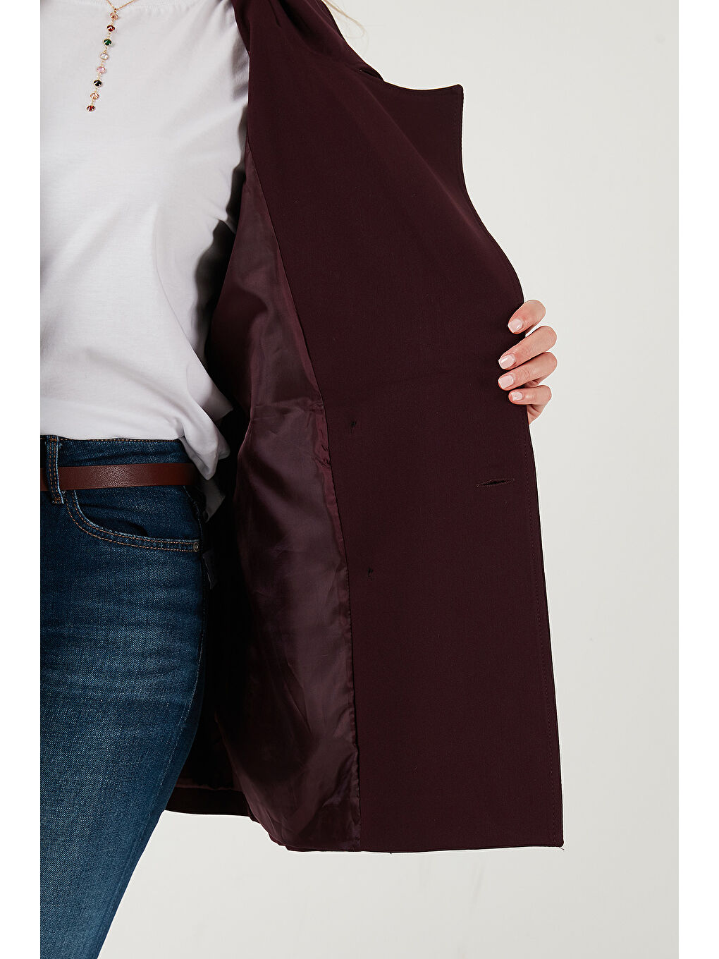 Mürdüm Relaxed Fit Kruvaze Yaka Düğmeli Astarlı Trençkot 6839580-5