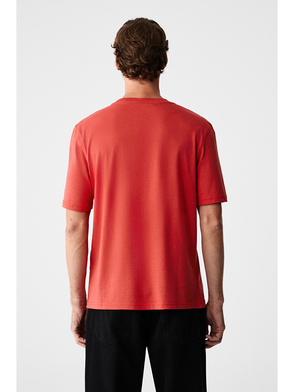 Kırmızı MOCASSIN Erkek %100 Pamuk Baskılı Relaxed Fit Yuvarlak Yaka Kısa Kollu KIRMIZI T-Shirt-5