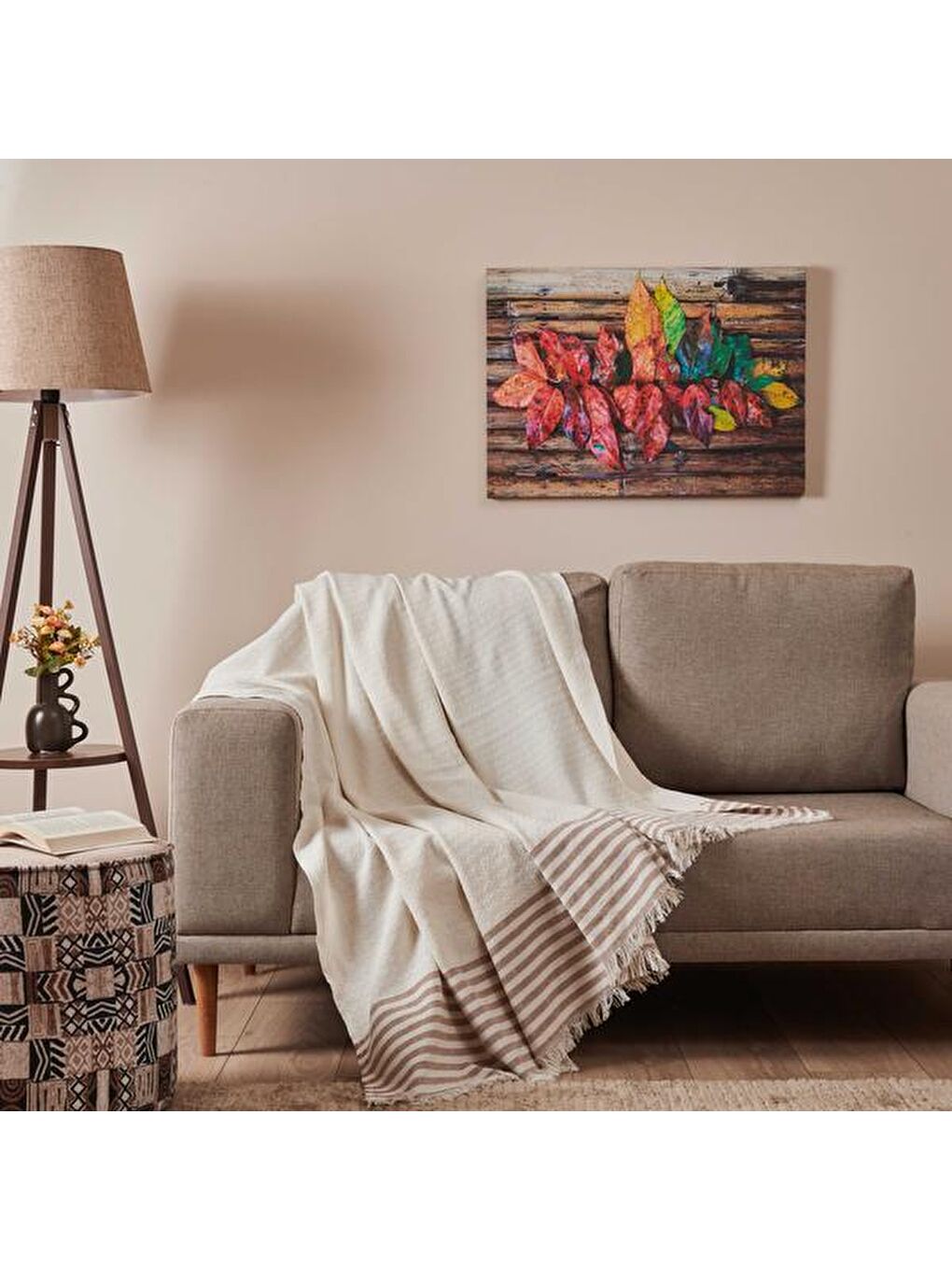 Ekru Natürel Koltuk Örtüsü - 180x210 cm