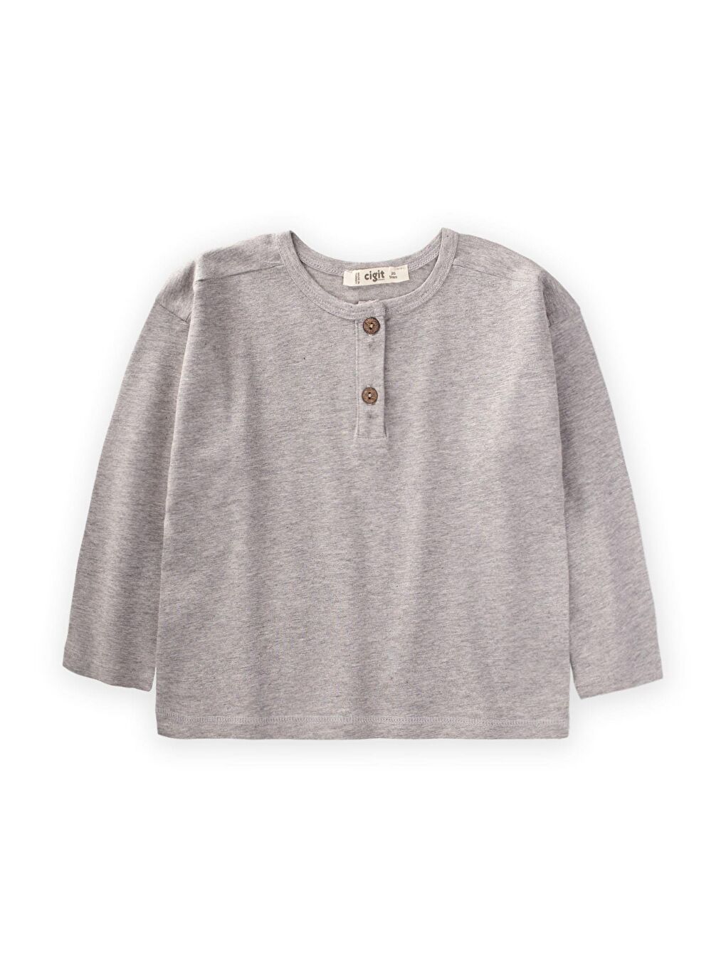 Yarım Patlı Mevsimlik T-Shırt 2-10 Yaş GriMelanj