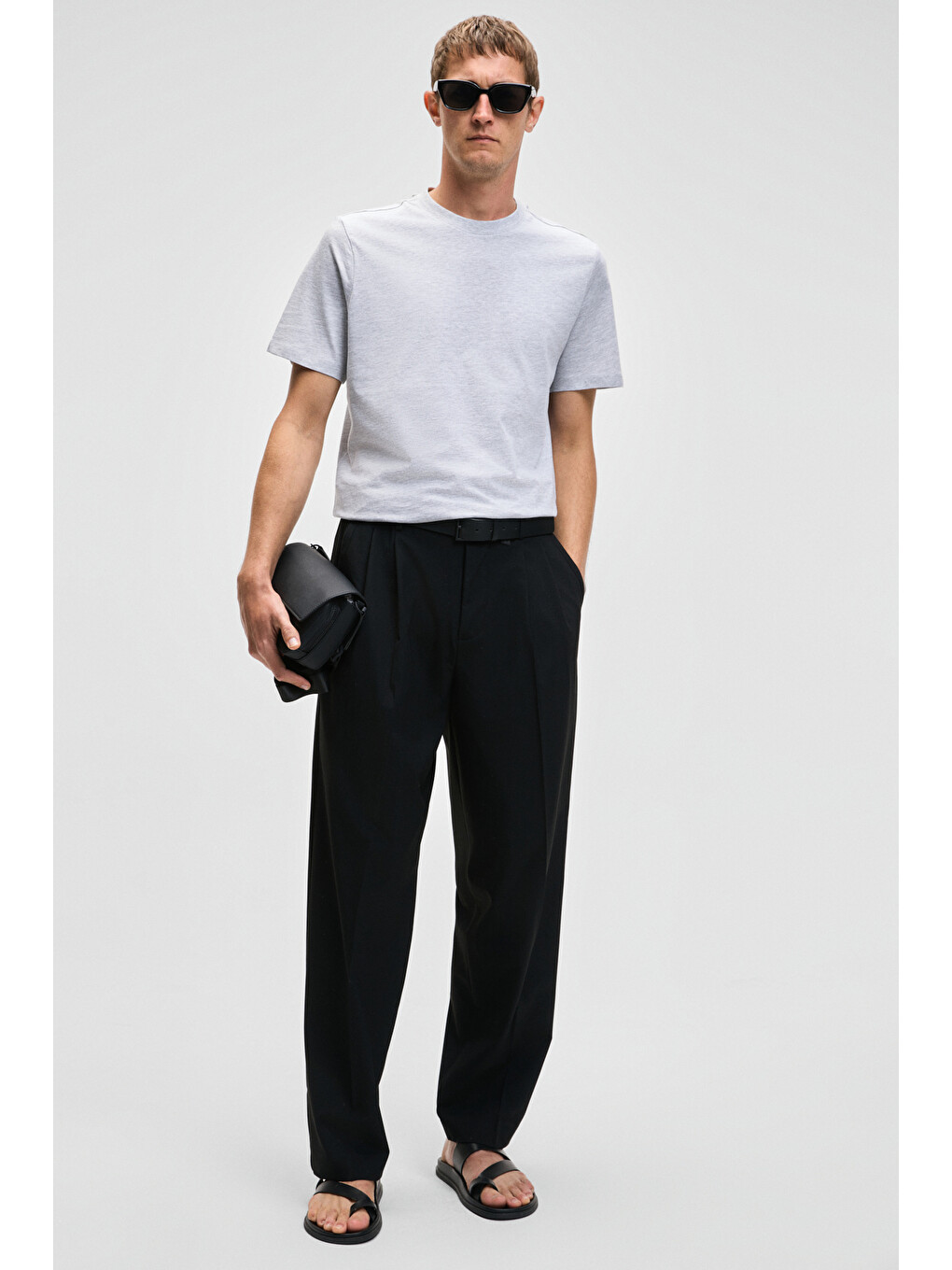Gri MOCASSIN Erkek %100 Pamuk Baskılı Relaxed Fit Yuvarlak Yaka Kısa Kollu GRİ MELANJ T-Shirt-1