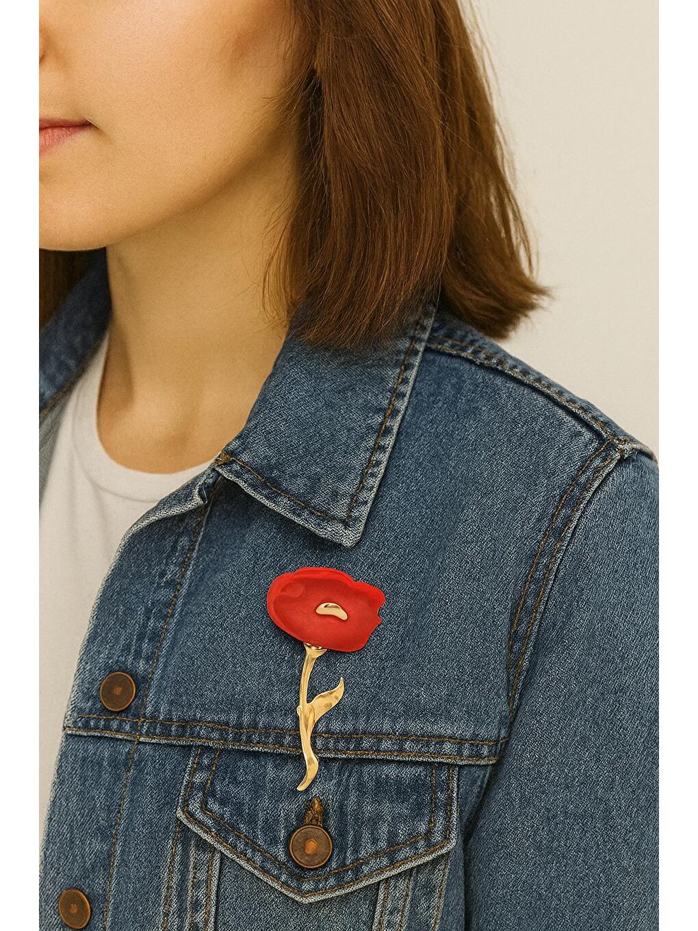 Sarı Aşk Gülü Broş Yaka İğnesi-1