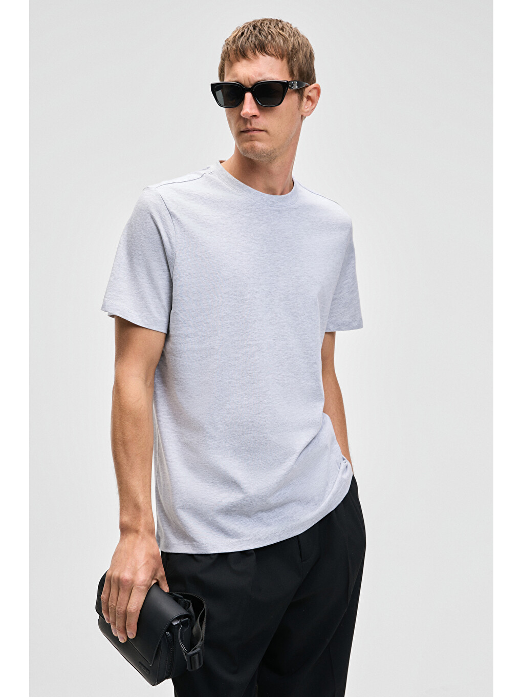 Gri MOCASSIN Erkek %100 Pamuk Baskılı Relaxed Fit Yuvarlak Yaka Kısa Kollu GRİ MELANJ T-Shirt-2