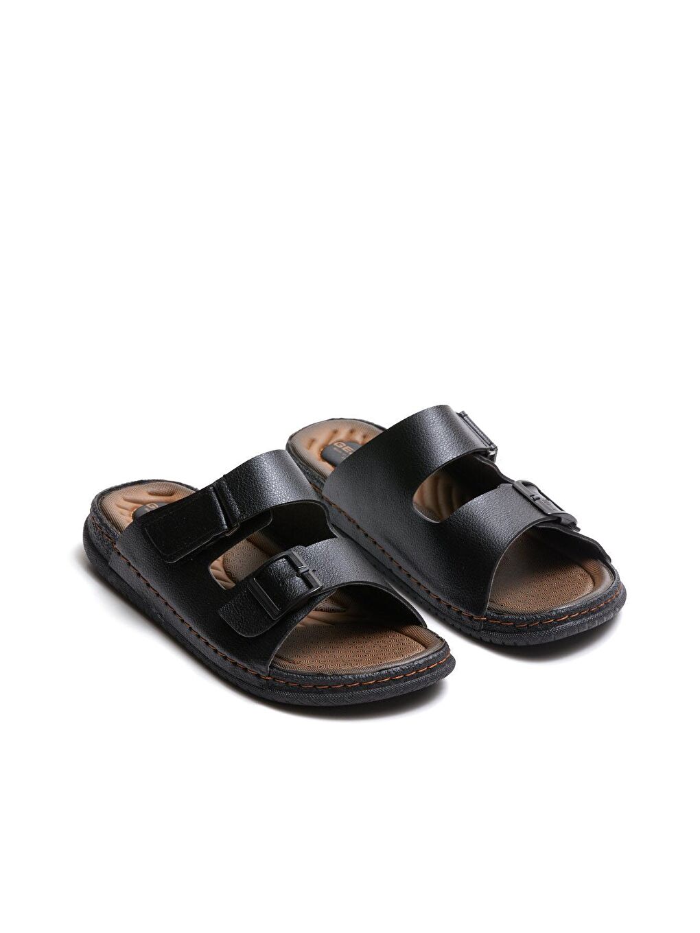 Siyah Yazlık Erkek Çift Toka Ayarlanabilir Günlük Terlik