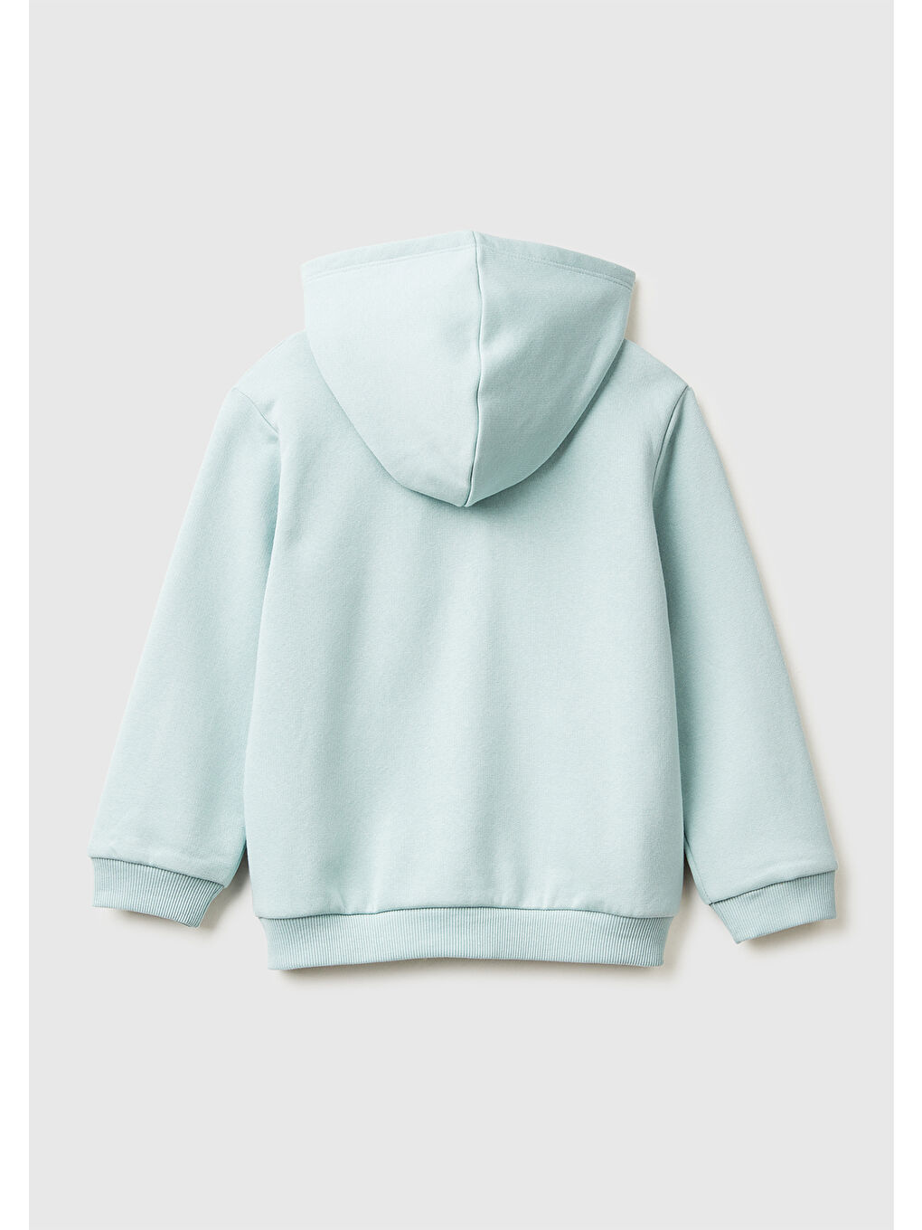 Kız Çocuk Su Yeşili Renk Bloklu Payet Nakışlı Fermuarlı Kapüşonlu Sweatshirt-1