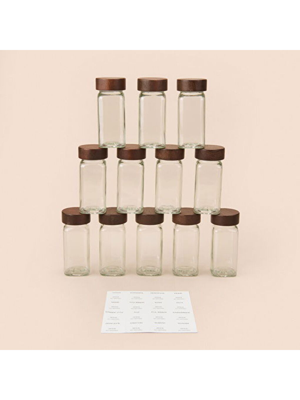 Akasya 12'li Baharatlık Seti - Şeffaf / Kahverengi- 120 ml