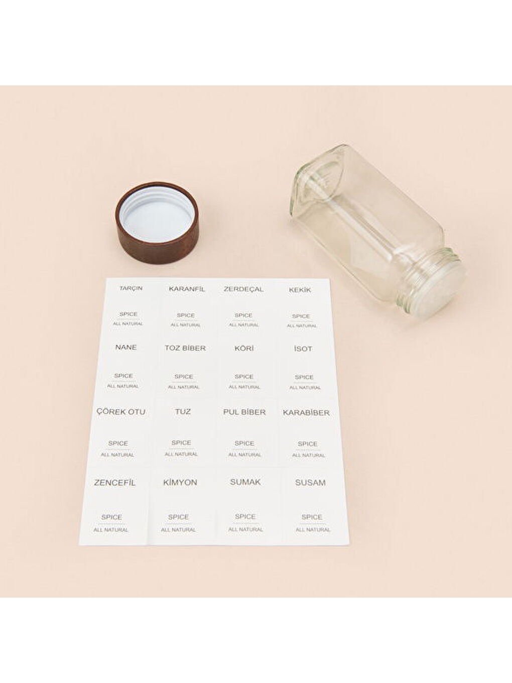 Akasya 12'li Baharatlık Seti - Şeffaf / Kahverengi- 120 ml-3