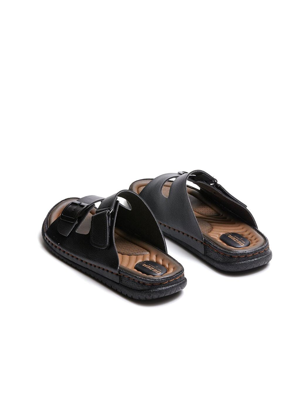 Siyah Yazlık Erkek Çift Toka Ayarlanabilir Günlük Terlik-2