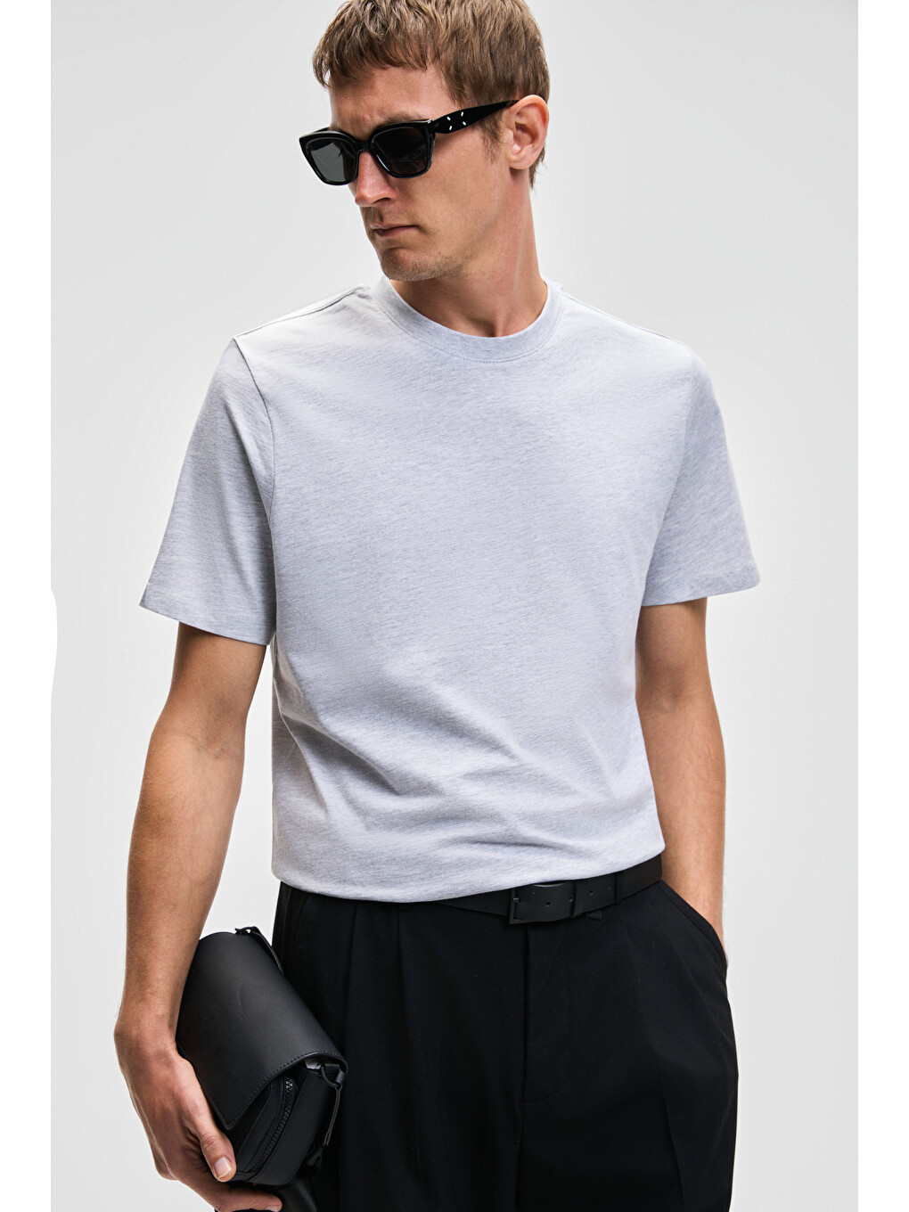 Gri MOCASSIN Erkek %100 Pamuk Baskılı Relaxed Fit Yuvarlak Yaka Kısa Kollu GRİ MELANJ T-Shirt-3
