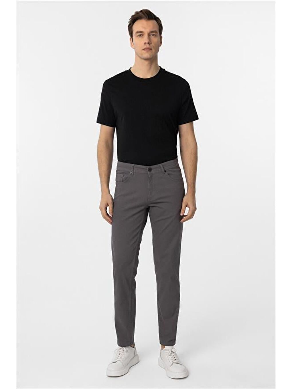 Gri Slim Düz Pantolon