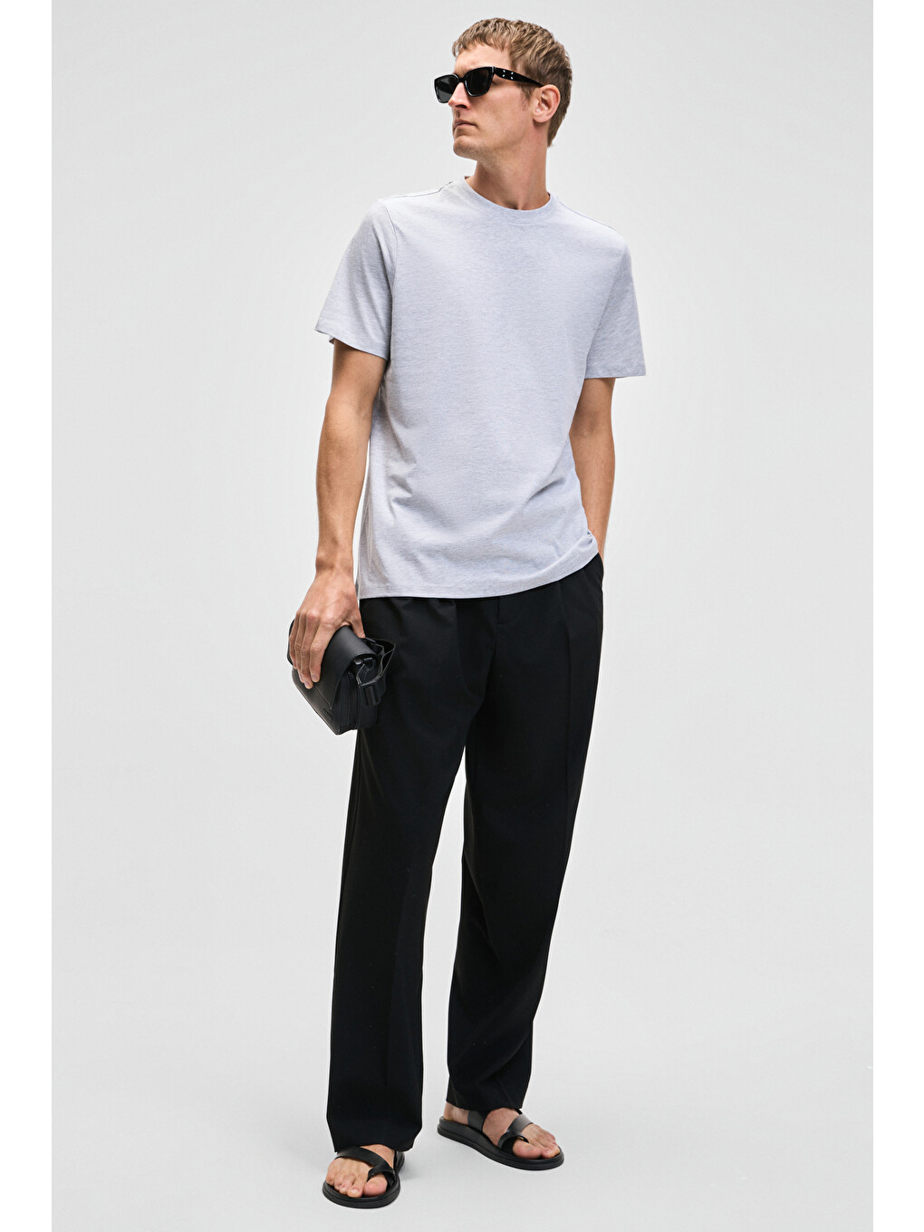 Gri MOCASSIN Erkek %100 Pamuk Baskılı Relaxed Fit Yuvarlak Yaka Kısa Kollu GRİ MELANJ T-Shirt-4