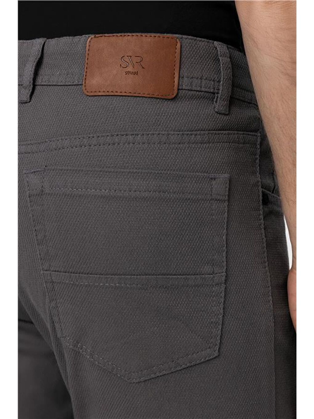 Gri Slim Düz Pantolon-3