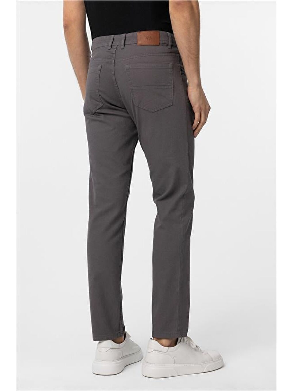 Gri Slim Düz Pantolon-4