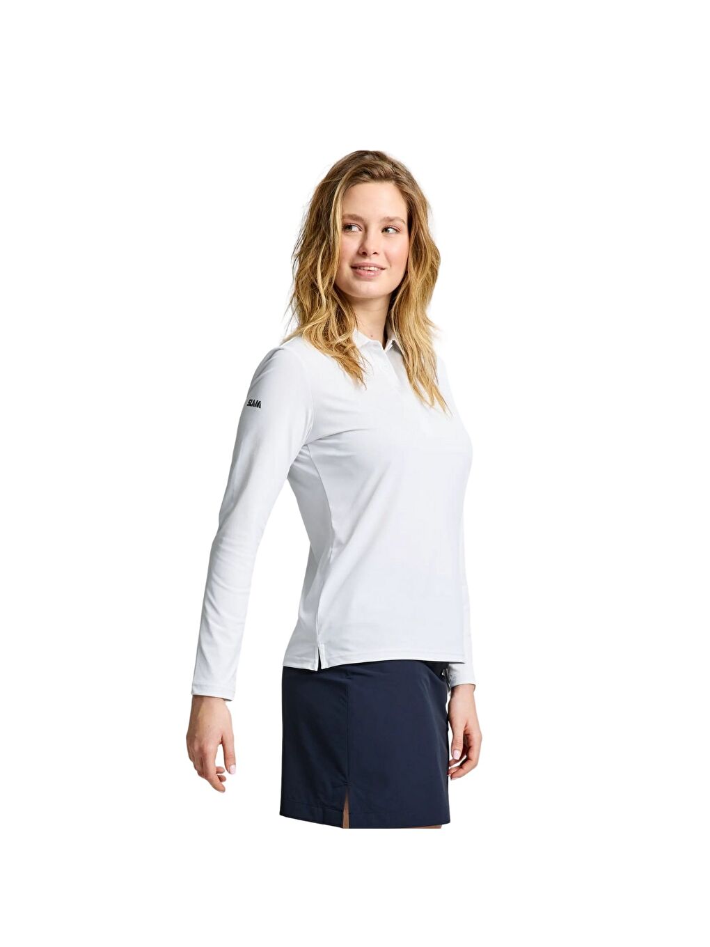 Ws Tech Pique Polo Ls Kadın Beyaz Tişört-2