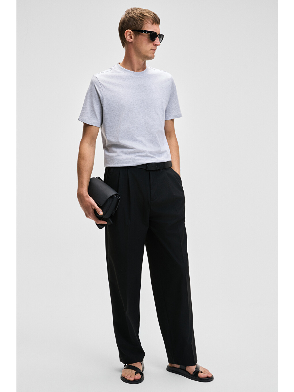 Gri MOCASSIN Erkek %100 Pamuk Baskılı Relaxed Fit Yuvarlak Yaka Kısa Kollu GRİ MELANJ T-Shirt-5