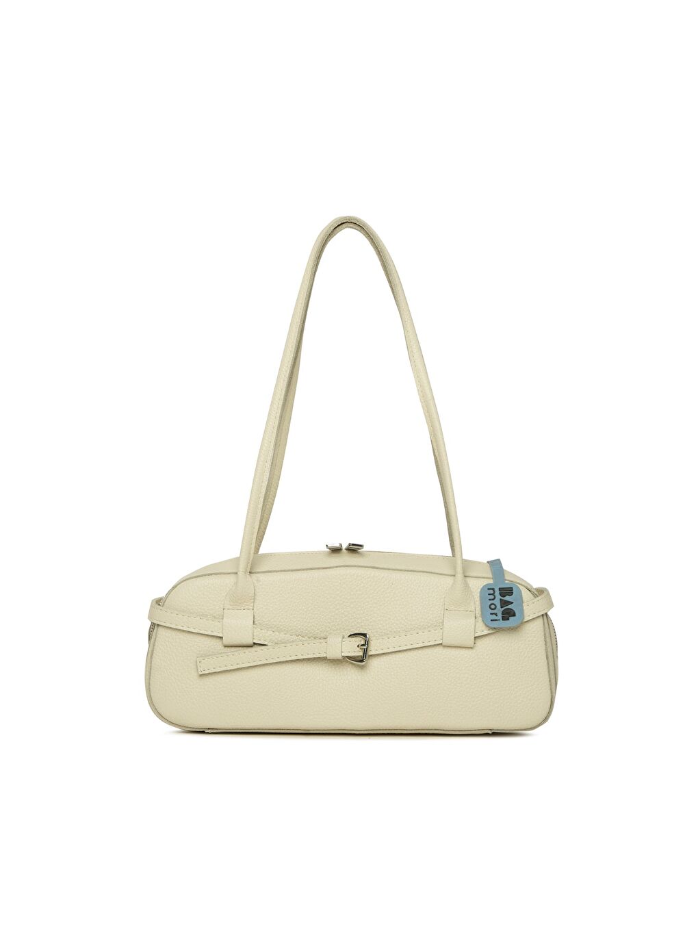 Ekru Gerçek Deri Kemerli İnce Askılı Çanta