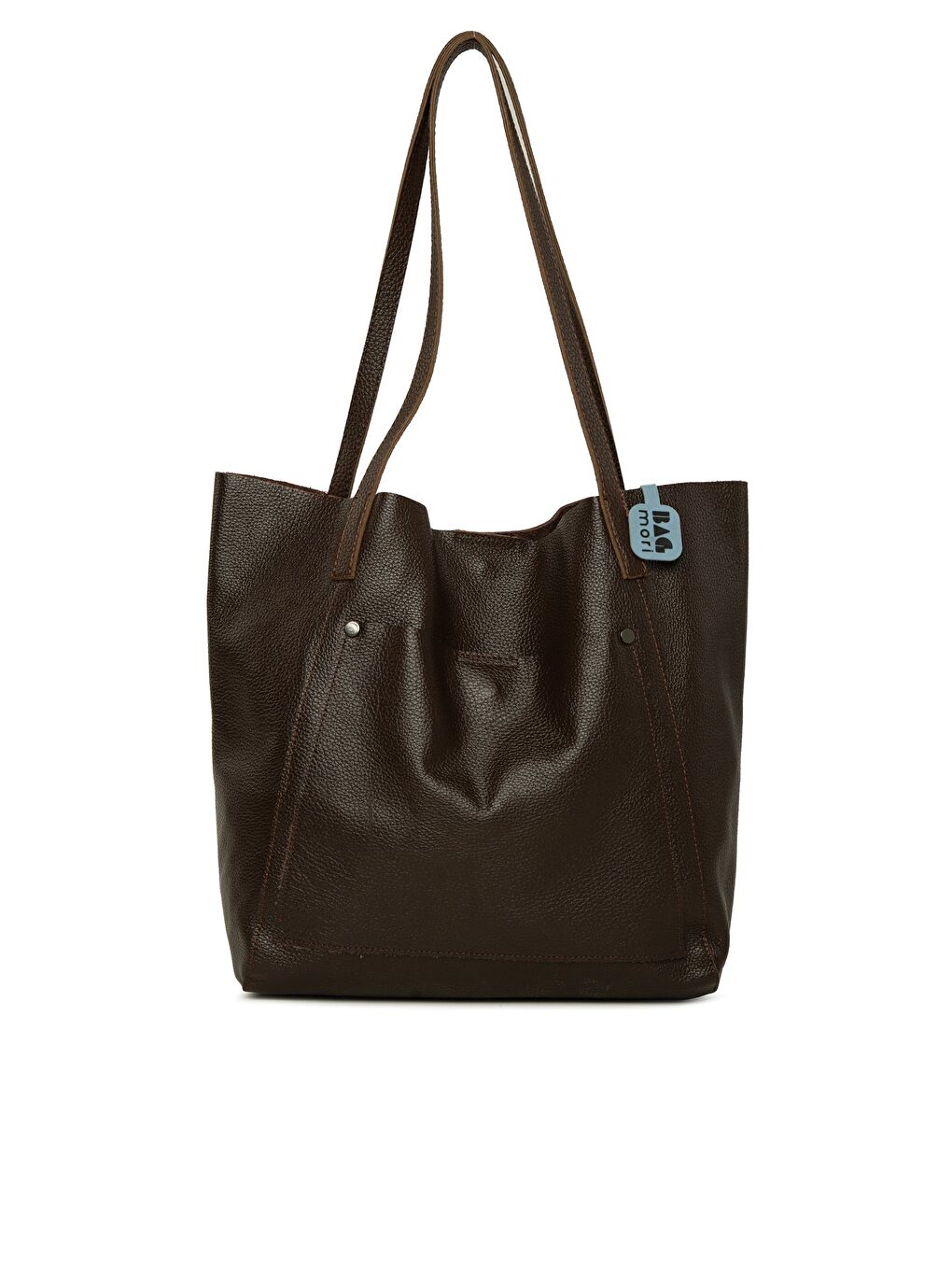 Kahverengi Gerçek Deri Cepli Salaş Tote Çanta