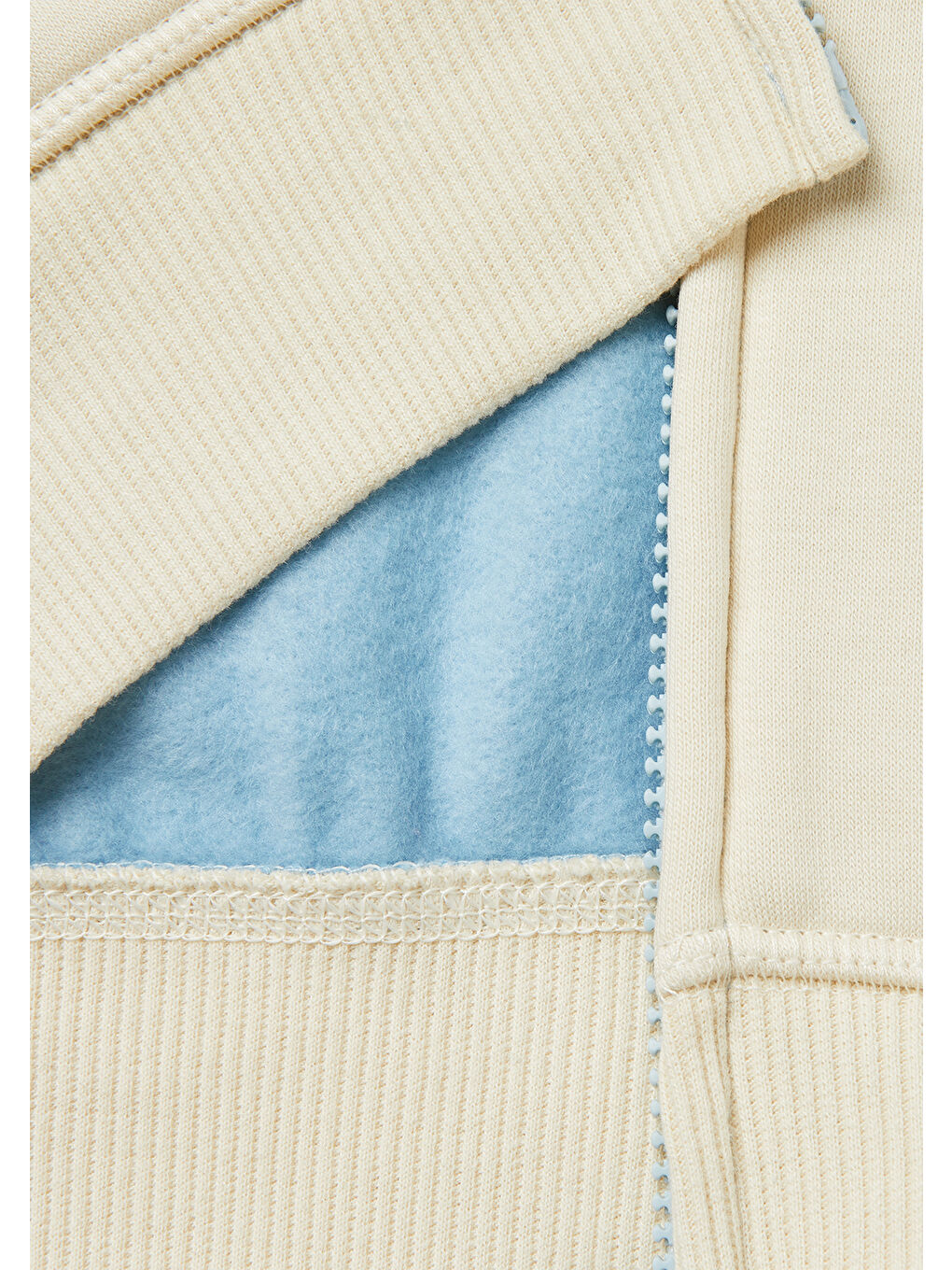 Erkek Çocuk Mavi-Krem Önü Logo Baskılı Cepli Fermuarlı Sweatshirt-2