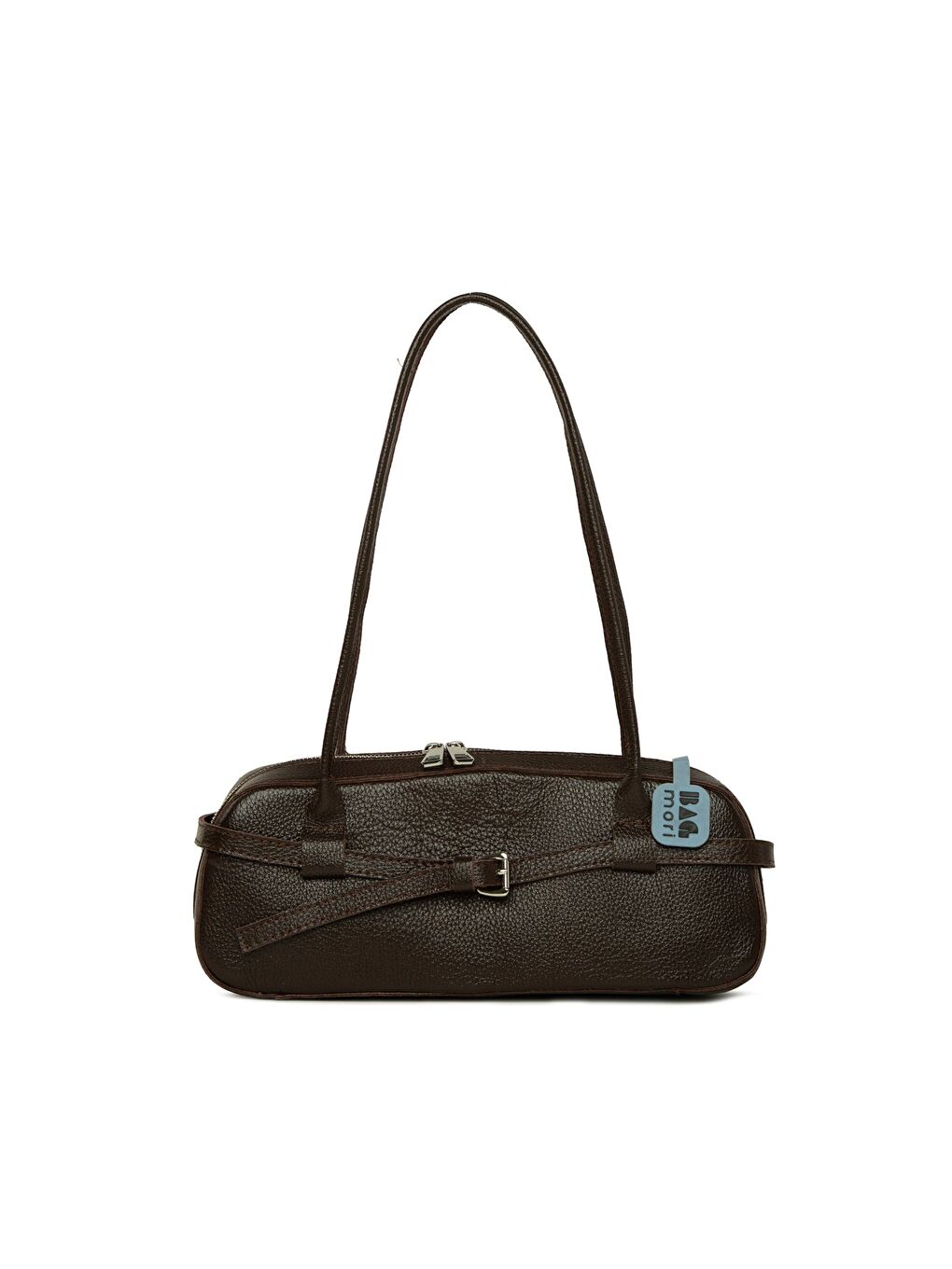 Kahverengi Gerçek Deri Kemerli İnce Askılı Çanta