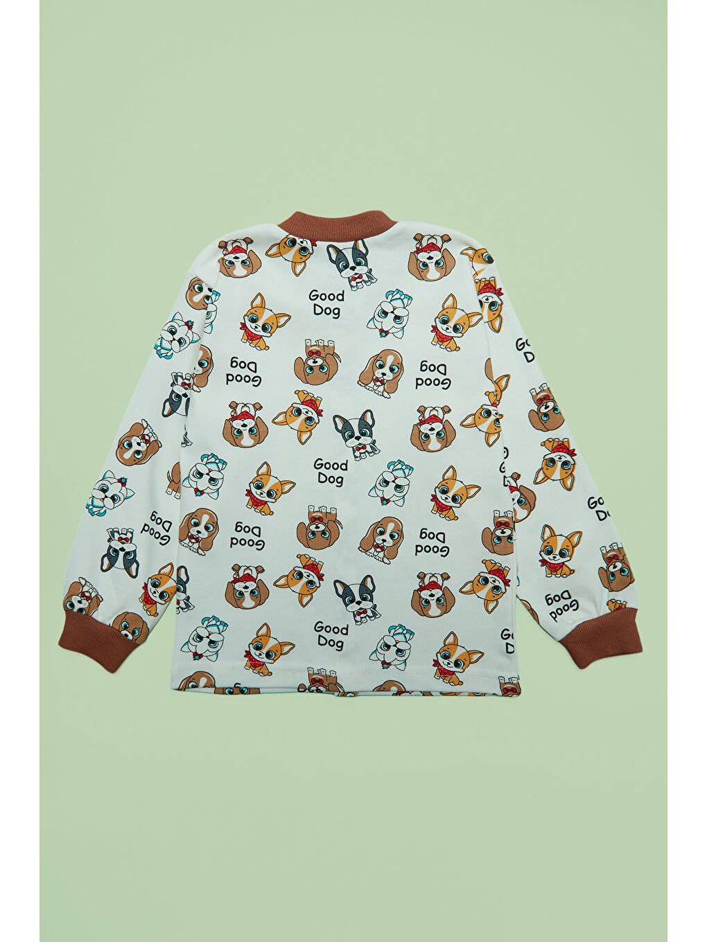 Kahverengi %100 Pamuk Hayvan Baskılı Çıtçıtlı Erkek Çocuk Pijama Takımı-4