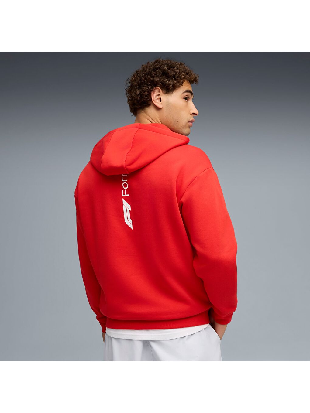 Kırmızı F1 ESSENTIAL+ Erkek Kapüşonlu Fermuarlı Sweatshirt-2