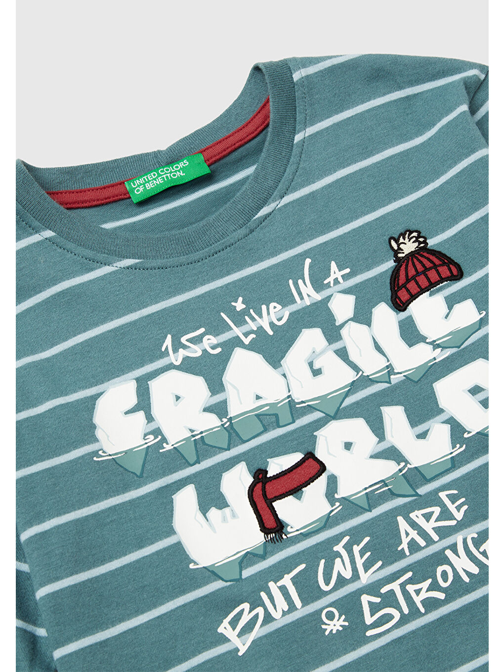 Erkek Çocuk Gri Çizgili Önü Baskılı Jarse Uzun Kollu T-shirt-2