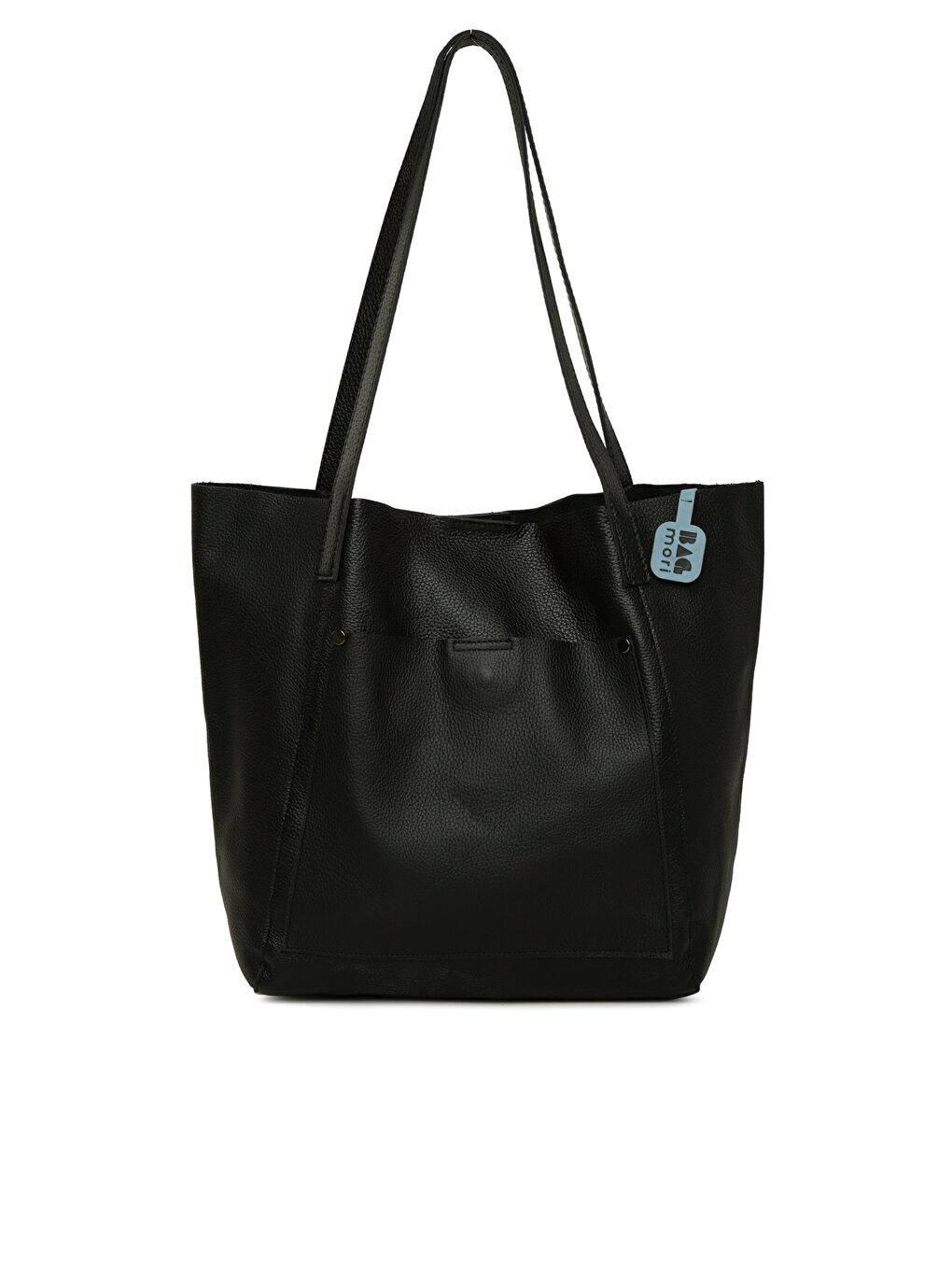 Siyah Gerçek Deri Cepli Salaş Tote Çanta