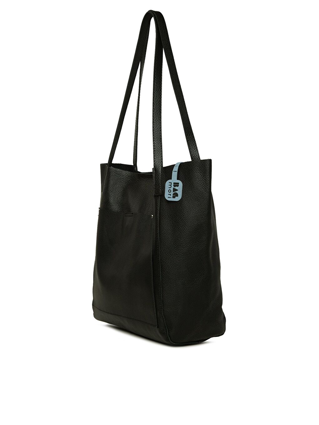 Siyah Gerçek Deri Cepli Salaş Tote Çanta-1