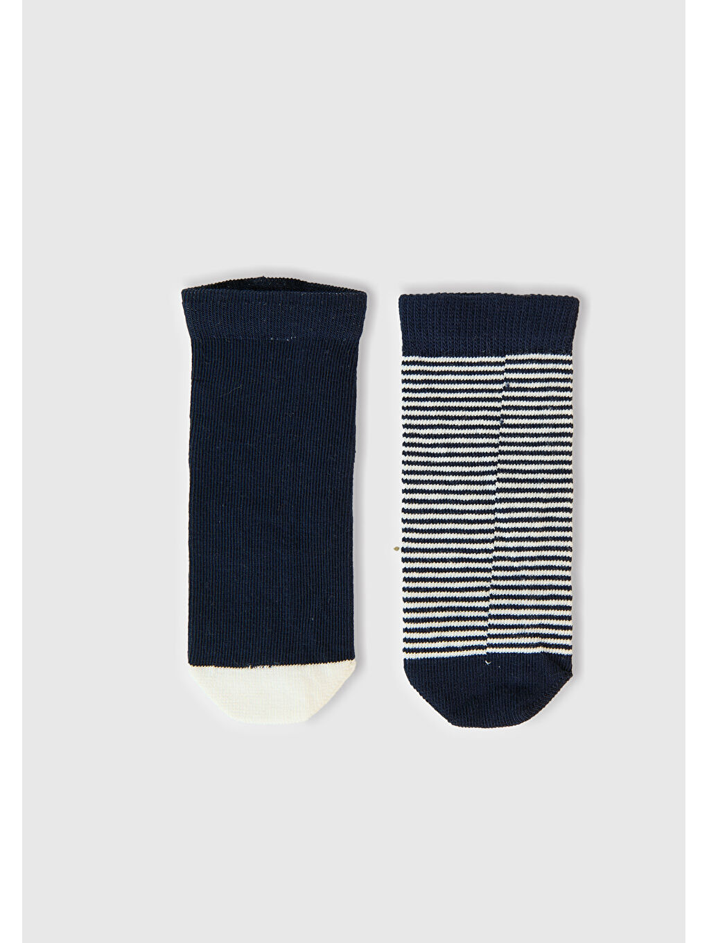 Bebek Lacivert Tavşan Grafikli ve Çizgili 2'li Çorap Seti-1