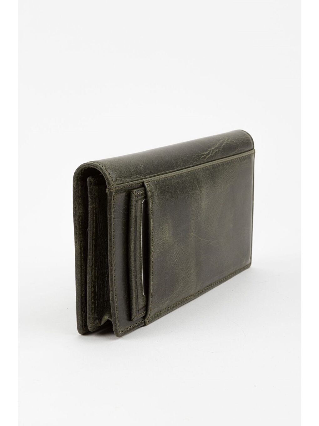 Yeşil Kutulu Hakiki Deri Ekstra Kartlıklı Crayz Haki Unisex El Portföyü Kartlık Cüzdan-1