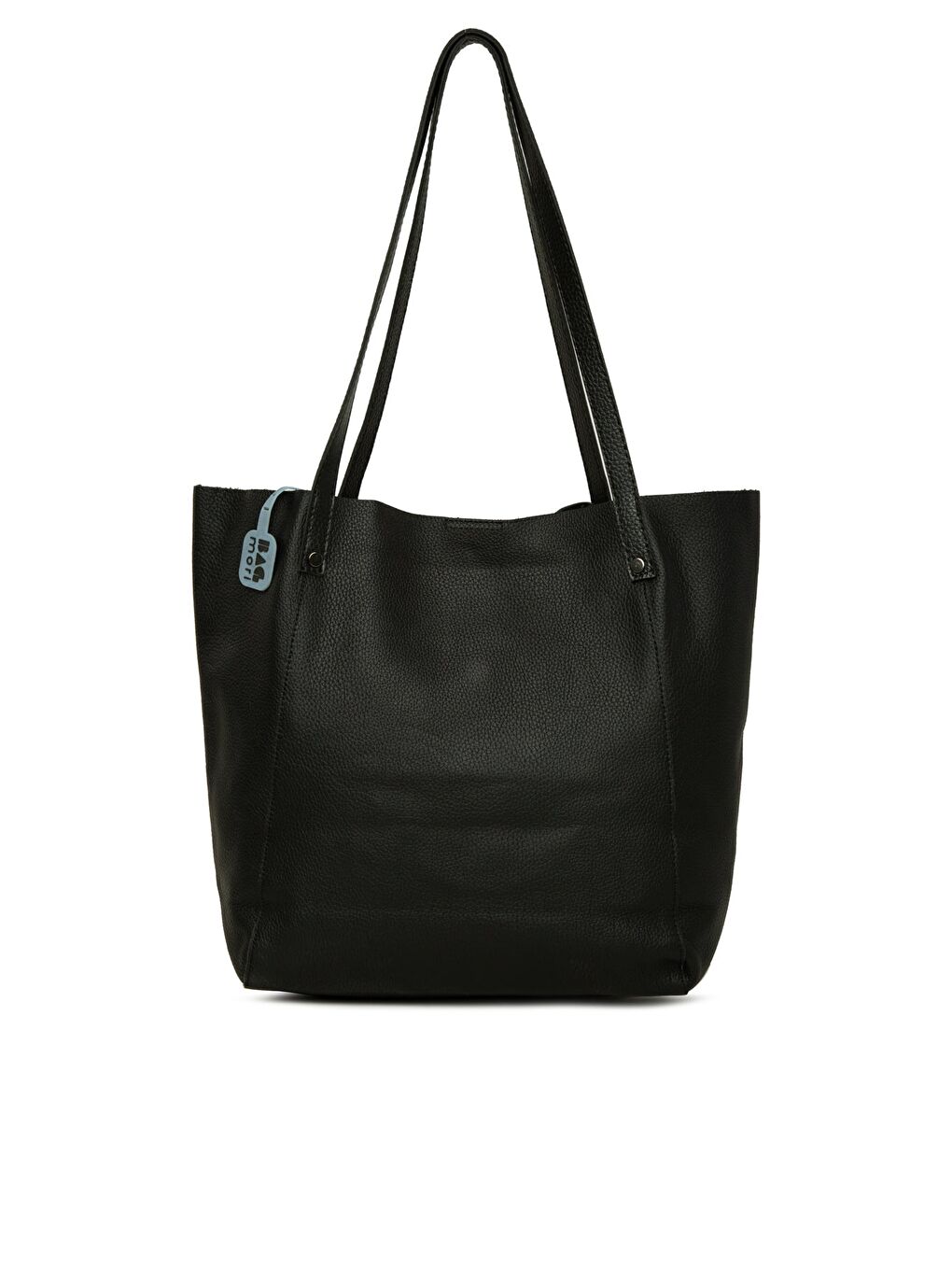 Siyah Gerçek Deri Cepli Salaş Tote Çanta-2