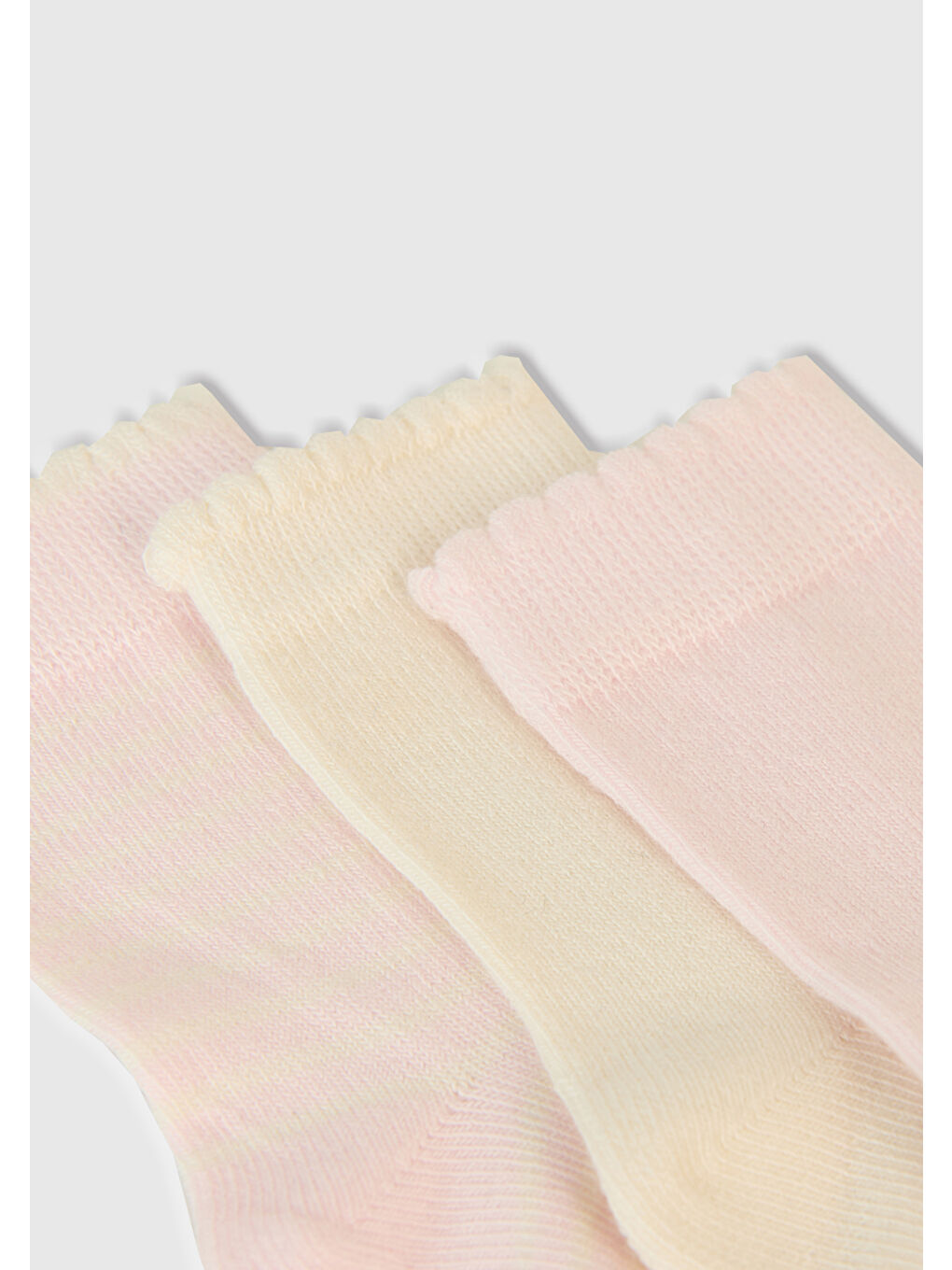 Ekru Bebek Krem-Pembe Desenli 3'lü Çorap Seti-1