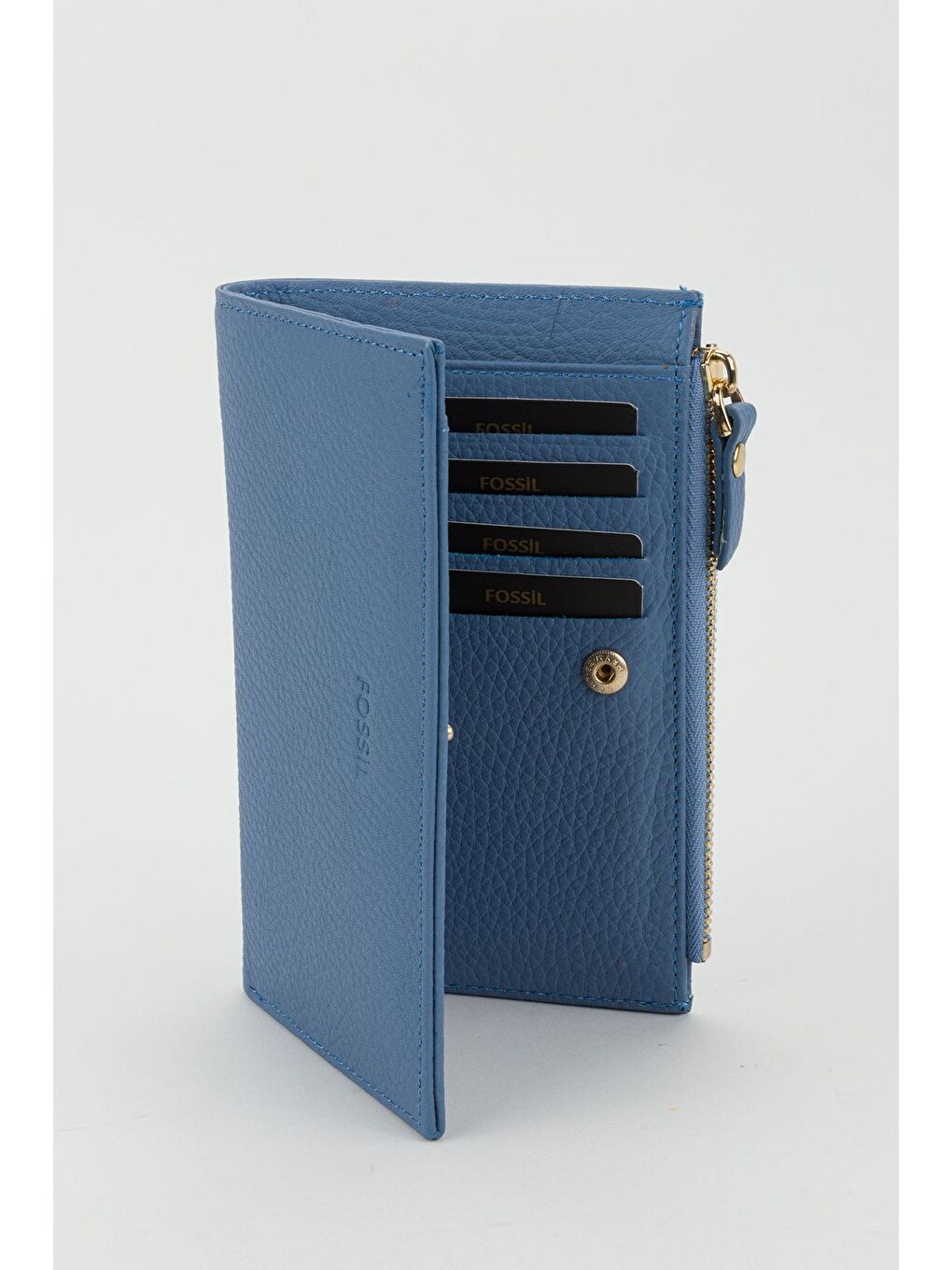 Mavi Kutulu Hakiki Deri Mürdüm Orta Boy Kadın El Portföyü Kartlık Cüzdan-2