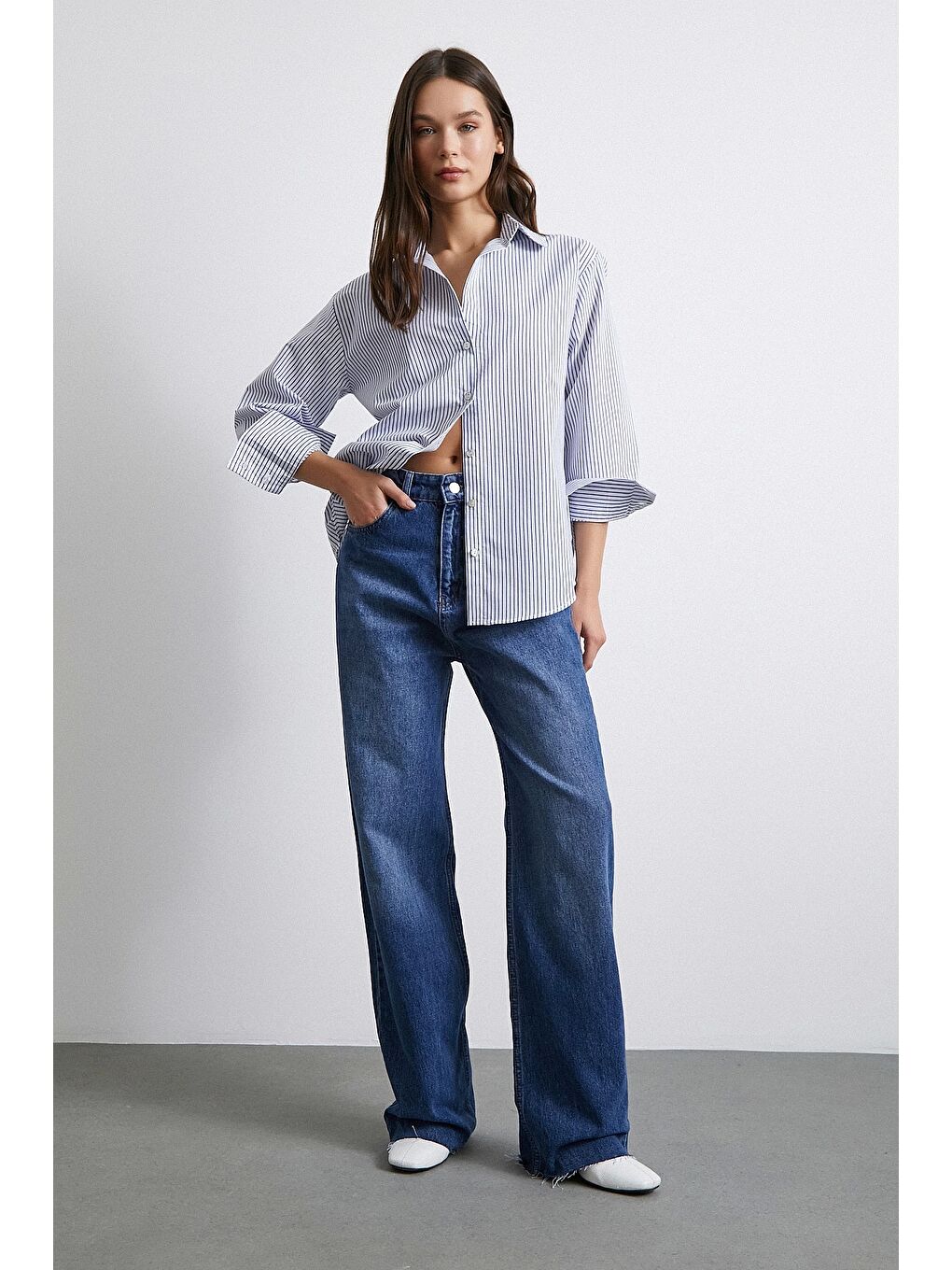 Gemici Desenli Gömlek Beyaz-3