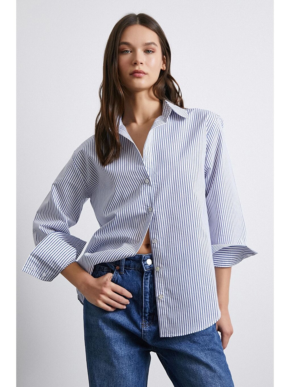 Gemici Desenli Gömlek Beyaz-4