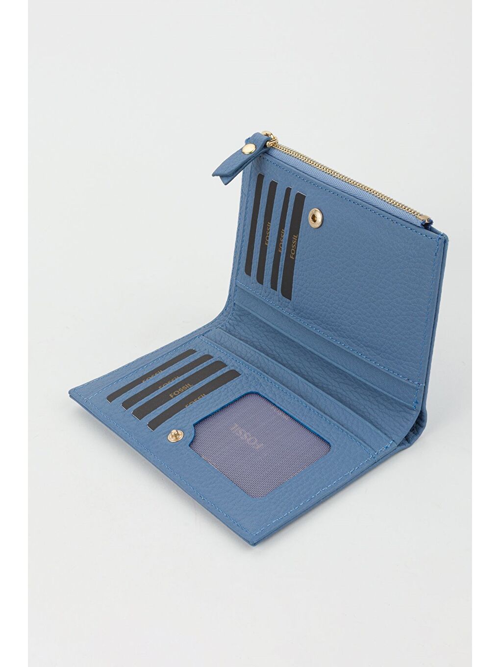 Mavi Kutulu Hakiki Deri Mürdüm Orta Boy Kadın El Portföyü Kartlık Cüzdan-4