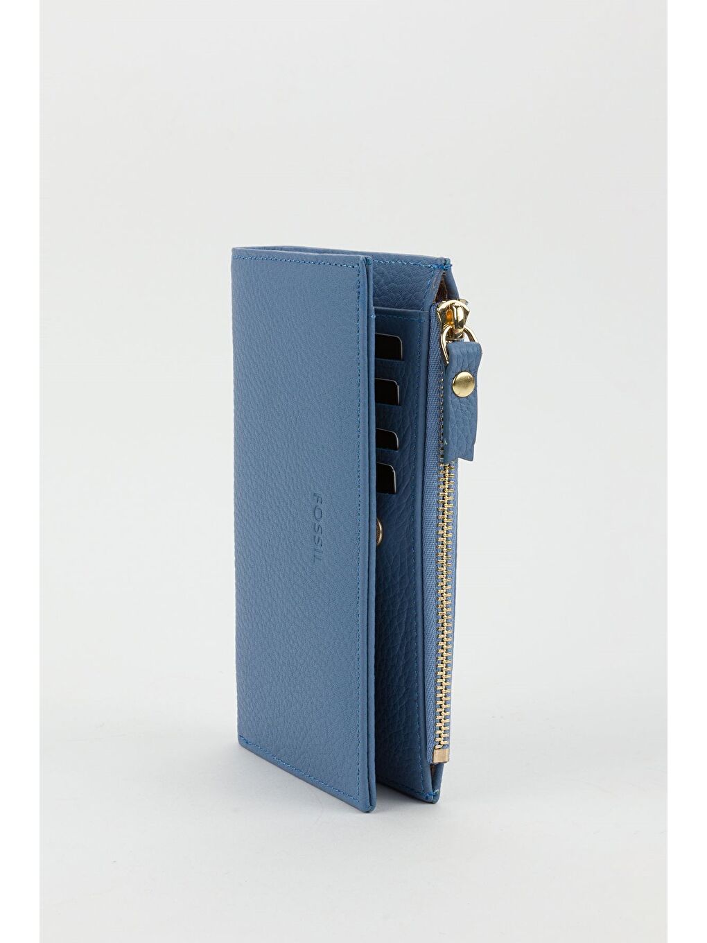 Mavi Kutulu Hakiki Deri Mürdüm Orta Boy Kadın El Portföyü Kartlık Cüzdan-5