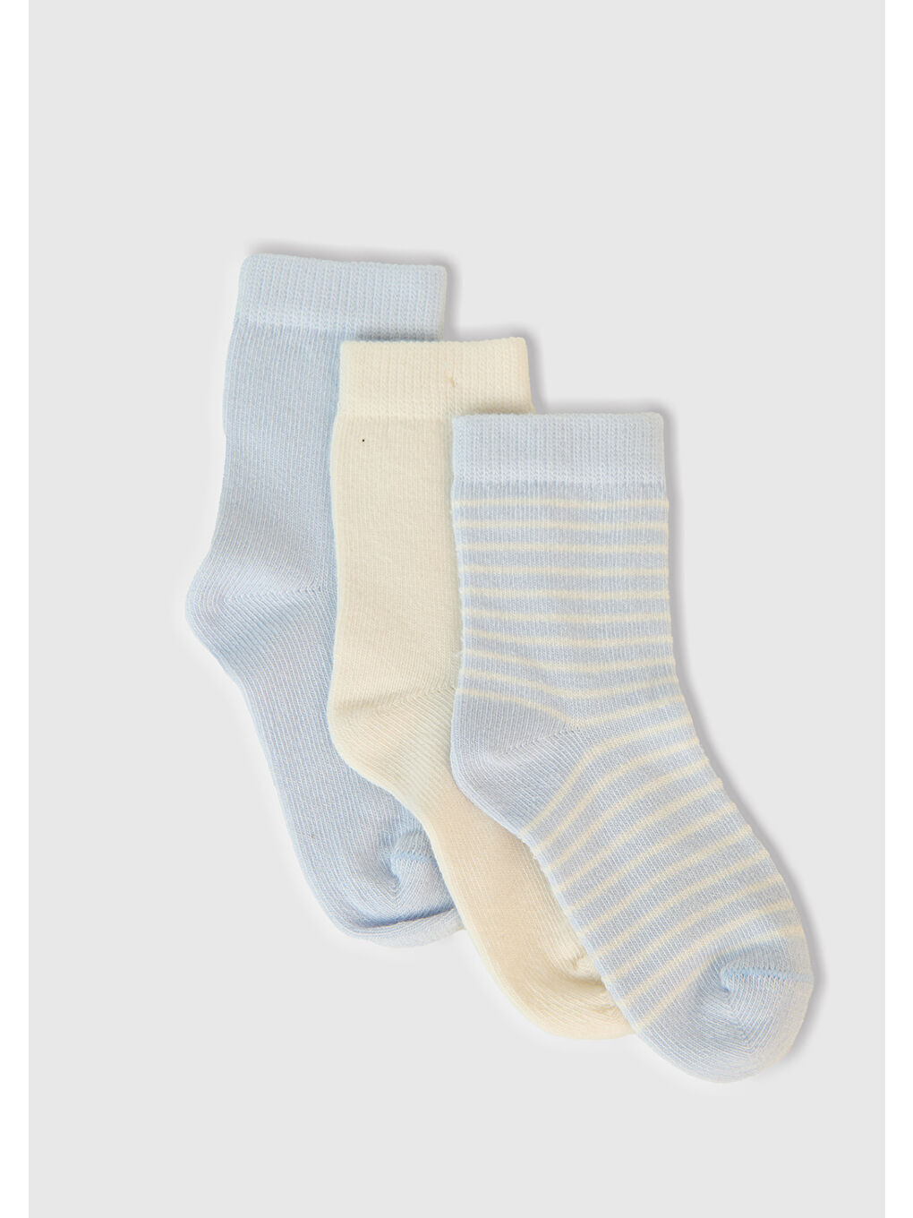 Bebek Gri-Bej-Mavi Desenli 3'lü Çorap Seti