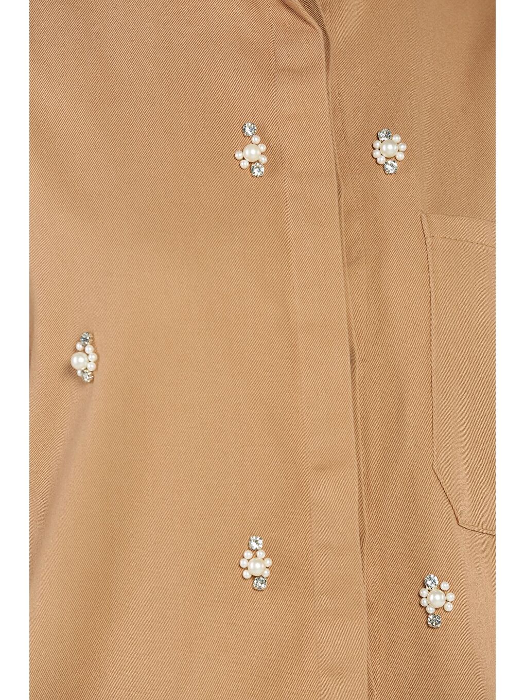 Kahverengi Taş Detaylı Gabardin Gömlek Tunik-8